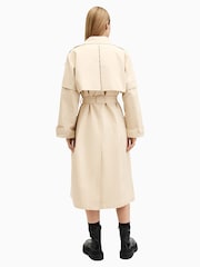 AllSaints White 100% Cotton Clyde Trench Coat - Image 9 of 10