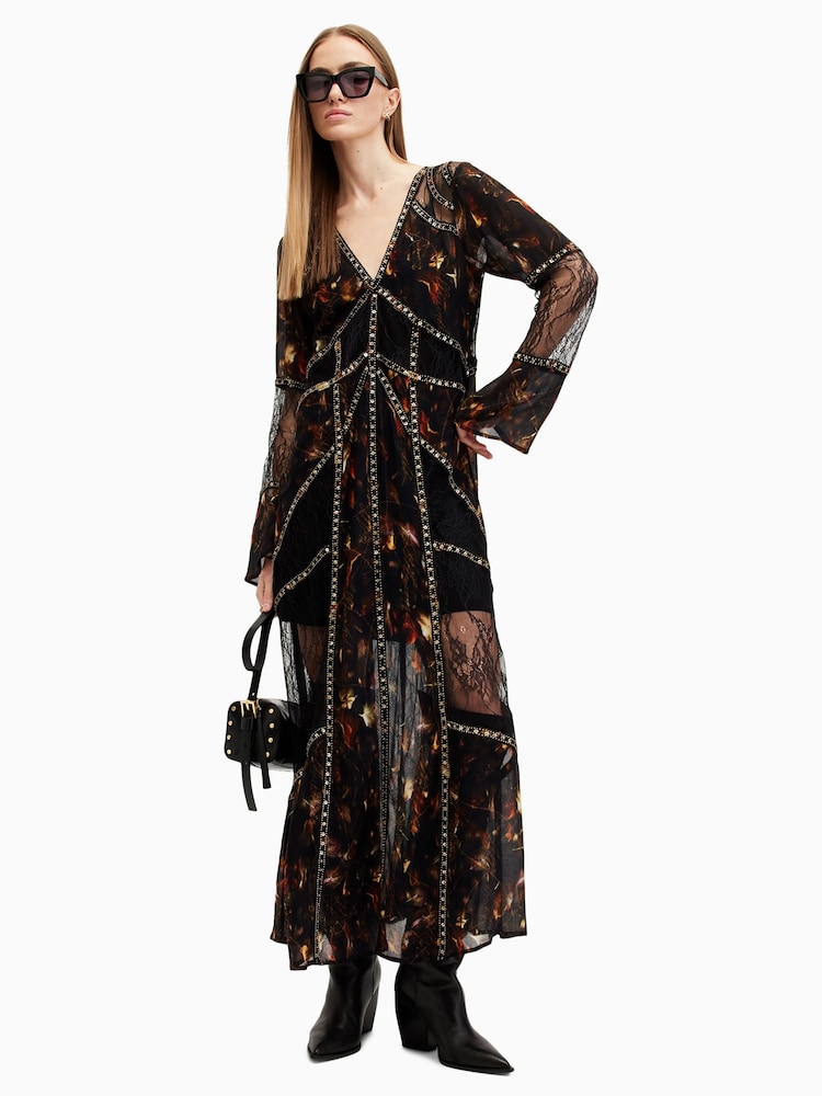 AllSaints Black Bryn Dress - Image 1 of 7