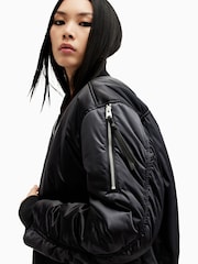 AllSaints Black Roomer Bomber Jacket - Image 3 of 8