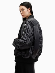 AllSaints Black Roomer Bomber Jacket - Image 6 of 8