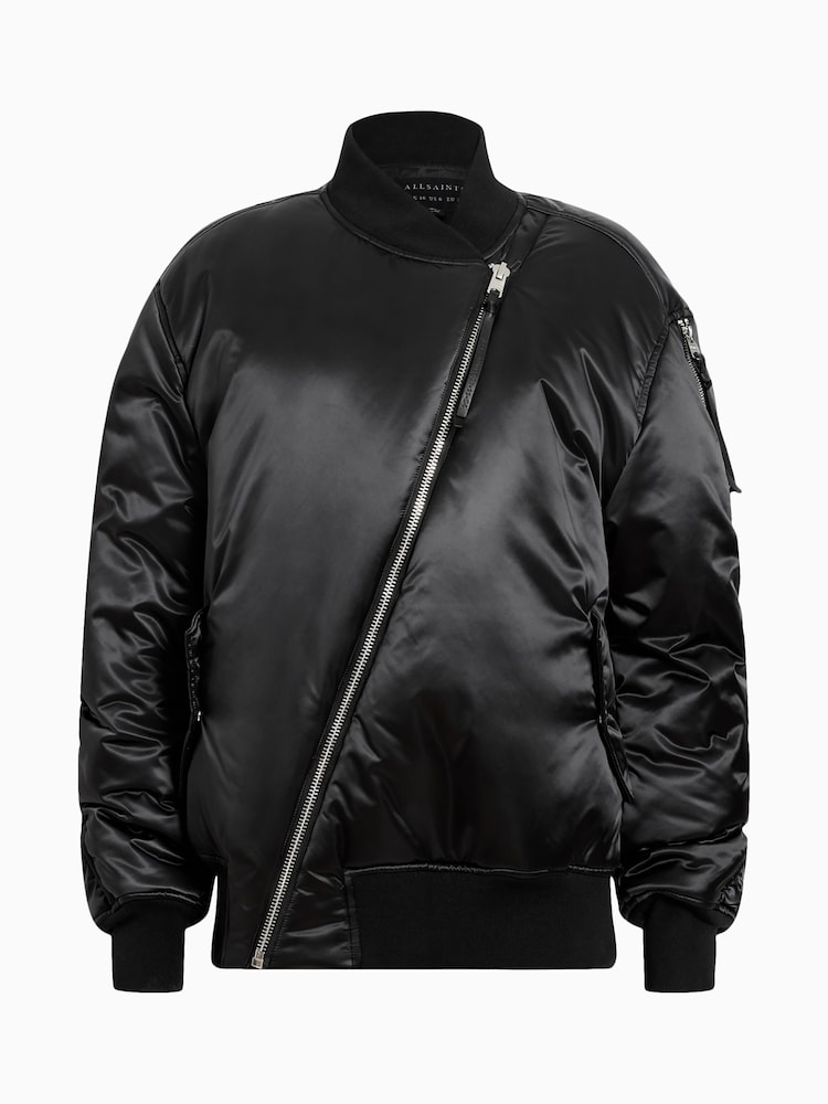 AllSaints Black Roomer Bomber Jacket - Image 8 of 8