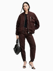 AllSaints Red Rue Bomber Jacket - Image 2 of 8