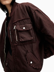 AllSaints Red Rue Bomber Jacket - Image 3 of 8