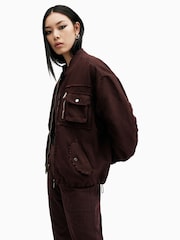 AllSaints Red Rue Bomber Jacket - Image 5 of 8