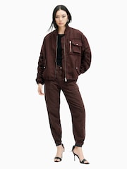 AllSaints Red Rue Bomber Jacket - Image 7 of 8