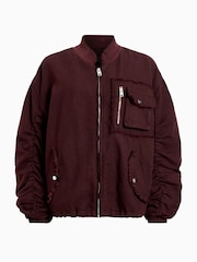 AllSaints Red Rue Bomber Jacket - Image 8 of 8