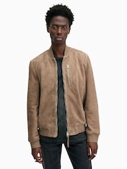AllSaints Brown Kemble Suede Bomber Jacket - Image 4 of 7