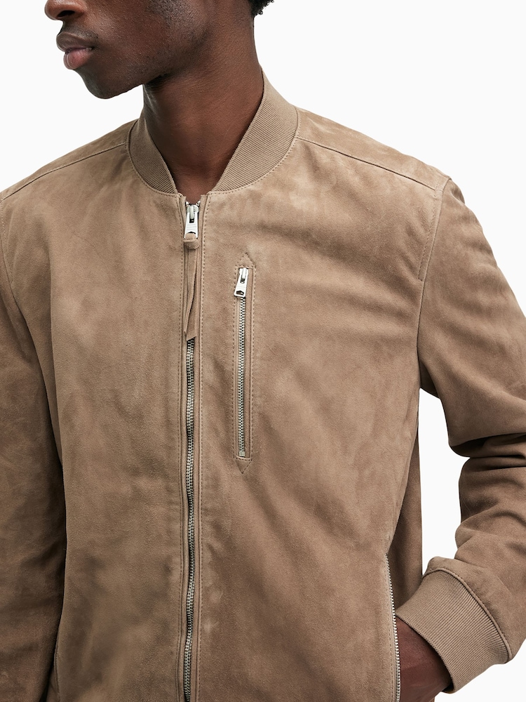 AllSaints Brown Kemble Suede Bomber Jacket - Image 5 of 7