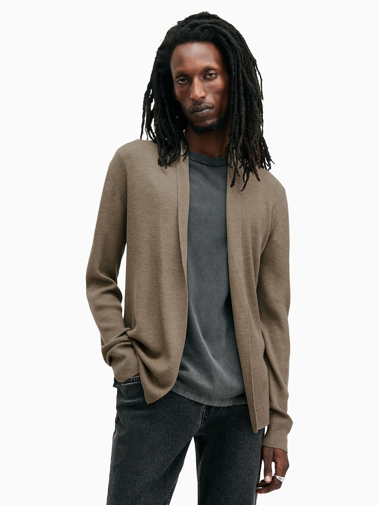 AllSaints Green Mode Merino Open Cardigan - Image 1 of 5