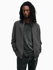 AllSaints Grey Statten Full Zip Jumper - Image 1 of 9