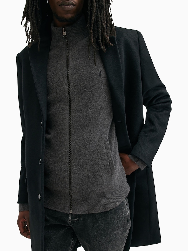 AllSaints Grey Statten Full Zip Jumper - Image 2 of 9
