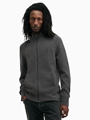 AllSaints Grey Statten Full Zip Jumper - Image 6 of 9