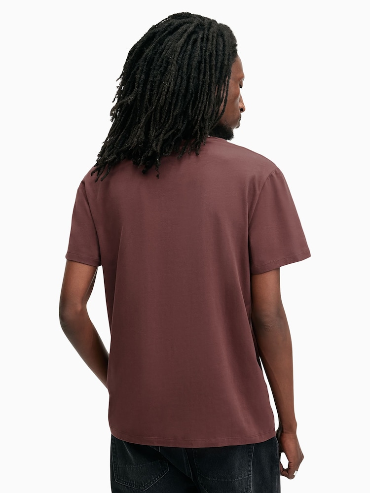 AllSaints Red Bodega Shortsleeve Crew T-Shirt - Image 6 of 7