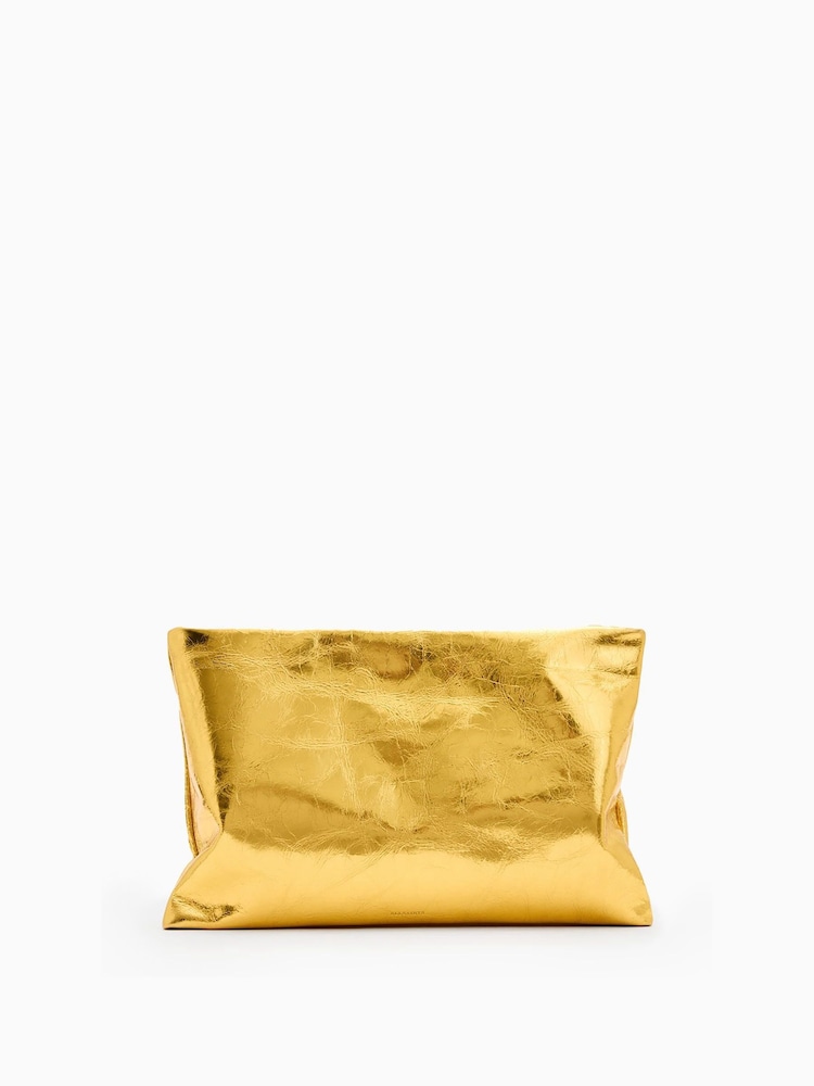 AllSaints Gold Bettina Clutch - Image 1 of 6