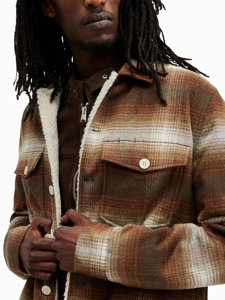 AllSaints Brown Ormond Jacket - Image 4 of 6