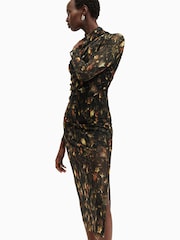 AllSaints Brown Tia Mesh Dress - Image 2 of 7