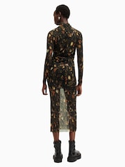 AllSaints Brown Tia Mesh Dress - Image 6 of 7