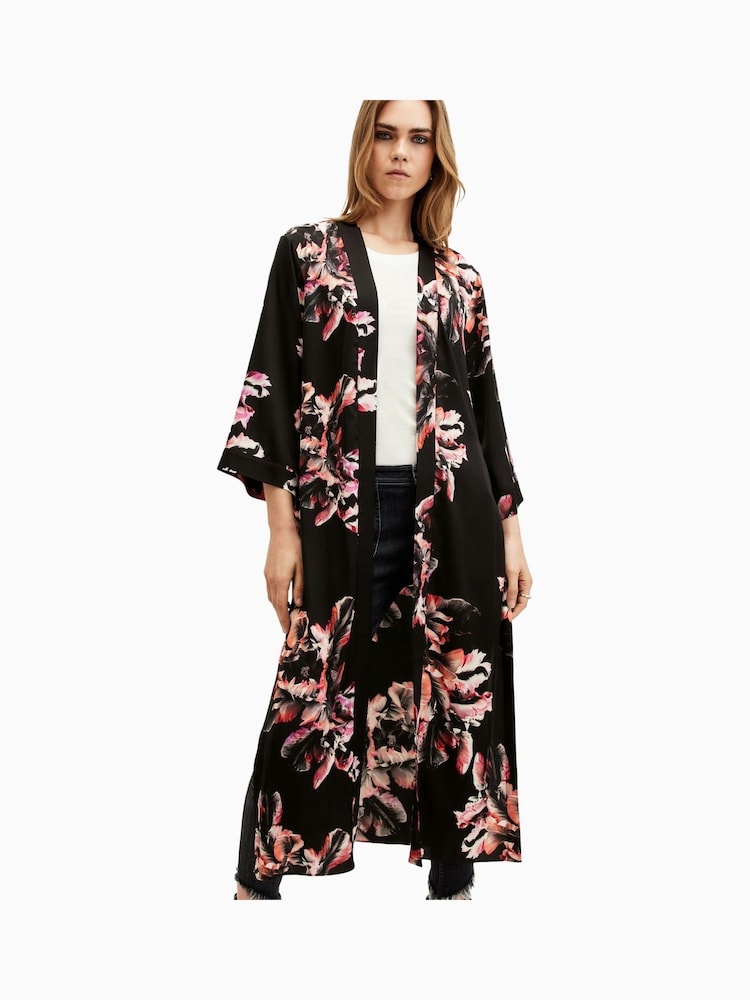 AllSaints Black/Pink Carine Kimono - Image 1 of 7