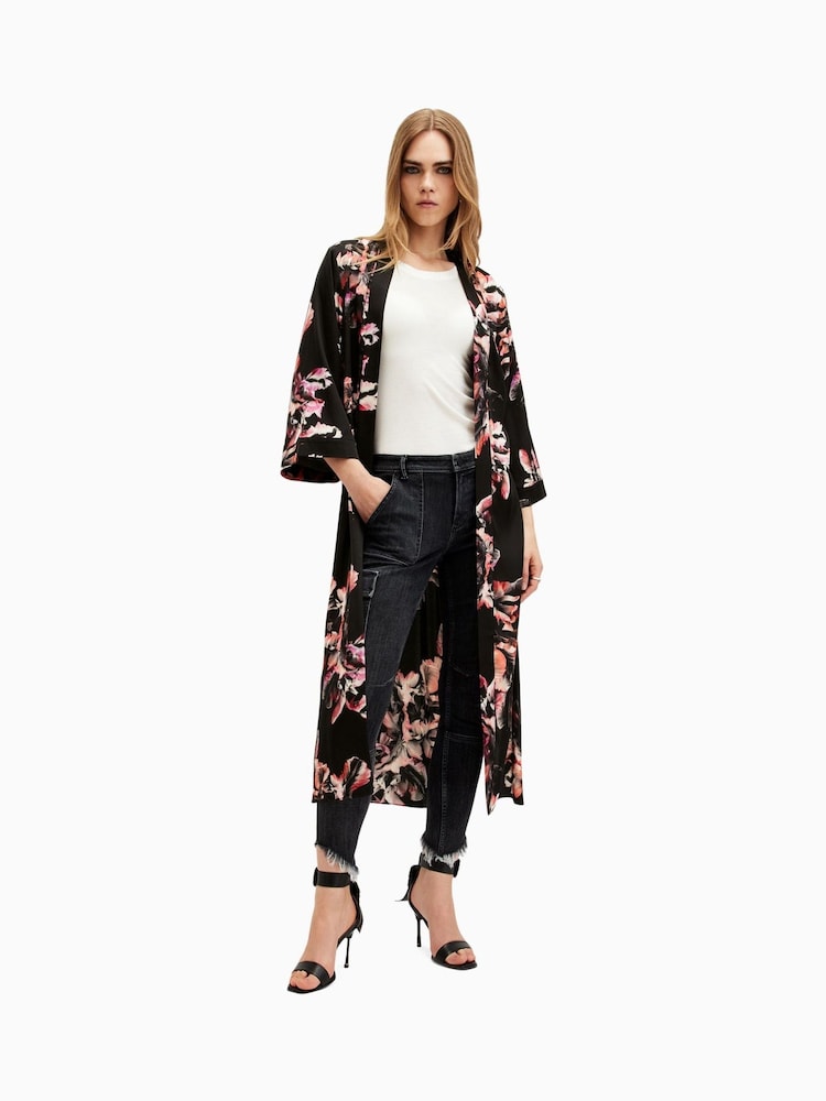 AllSaints Black/Pink Carine Kimono - Image 2 of 7