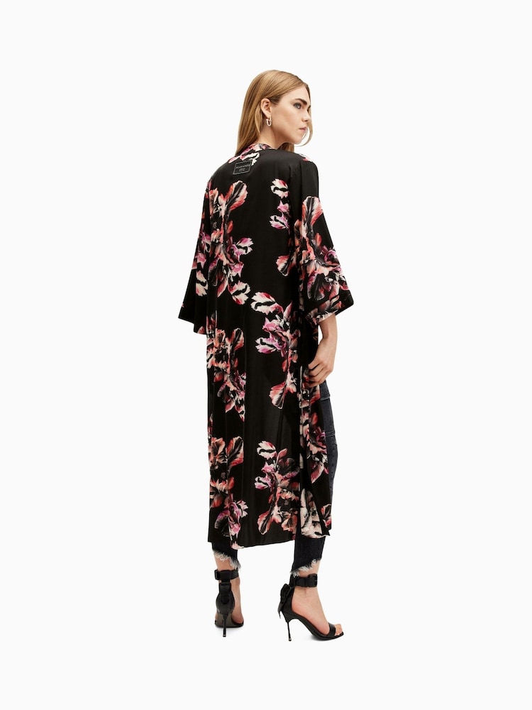 AllSaints Black/Pink Carine Kimono - Image 6 of 7