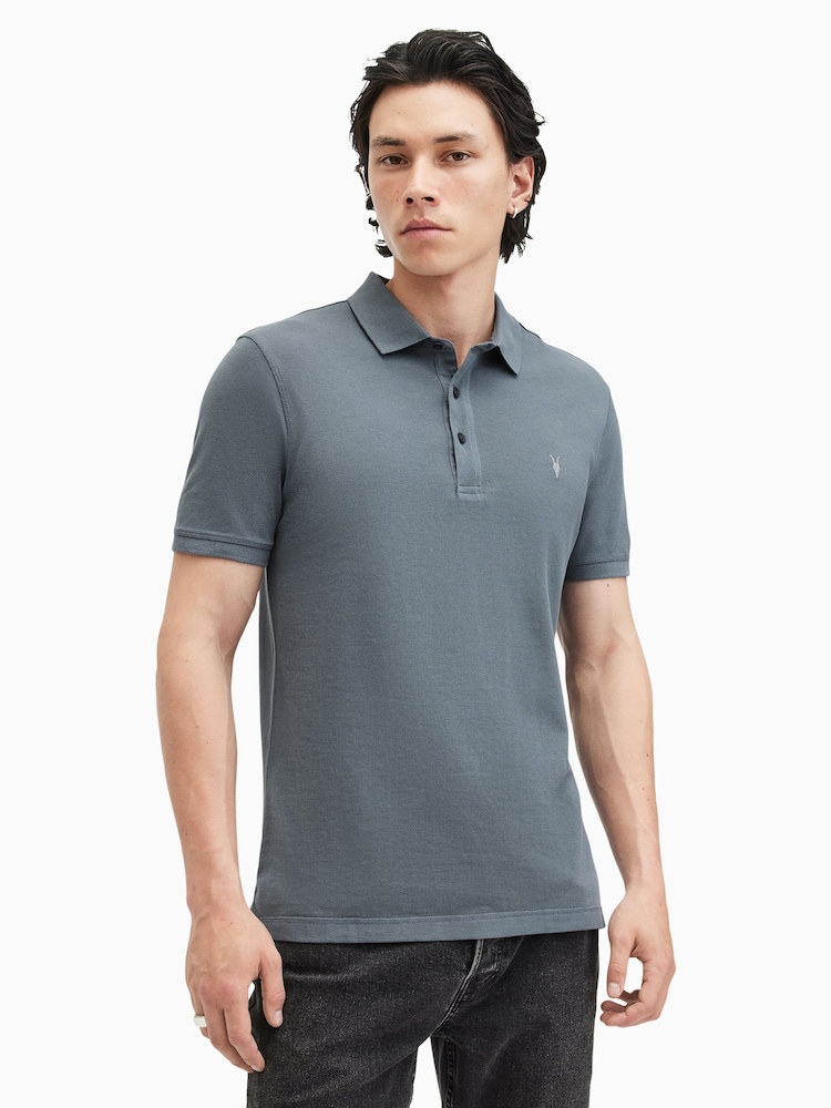 AllSaints Blue Reform Short Sleeve Polo Shirts 2 Pack - Image 2 of 7
