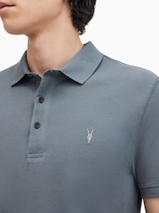 AllSaints Blue Reform Short Sleeve Polo Shirts 2 Pack - Image 4 of 7