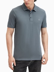 AllSaints Blue Reform Short Sleeve Polo Shirts 2 Pack - Image 6 of 7
