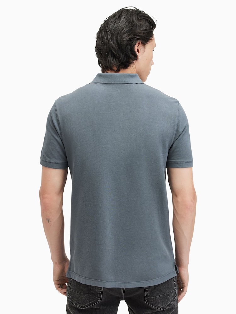 AllSaints Blue Reform Short Sleeve Polo Shirts 2 Pack - Image 7 of 7