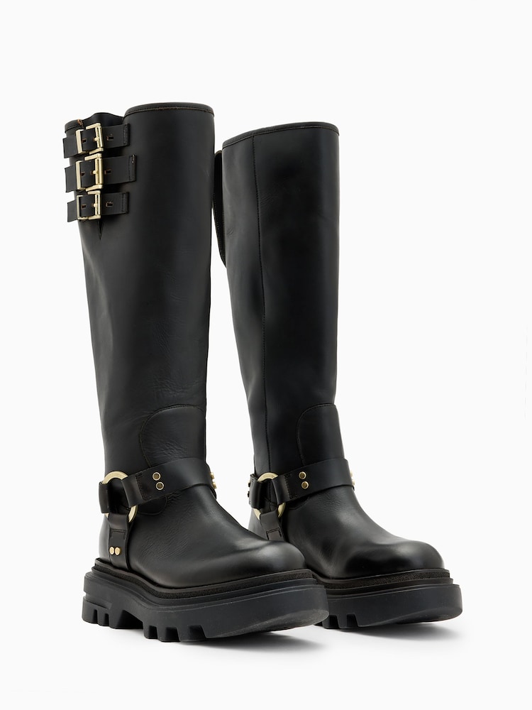 AllSaints Black Jade Biker Boots - Image 3 of 6