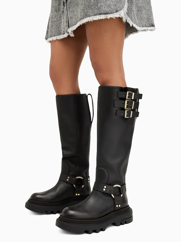AllSaints Black Jade Biker Boots - Image 6 of 6
