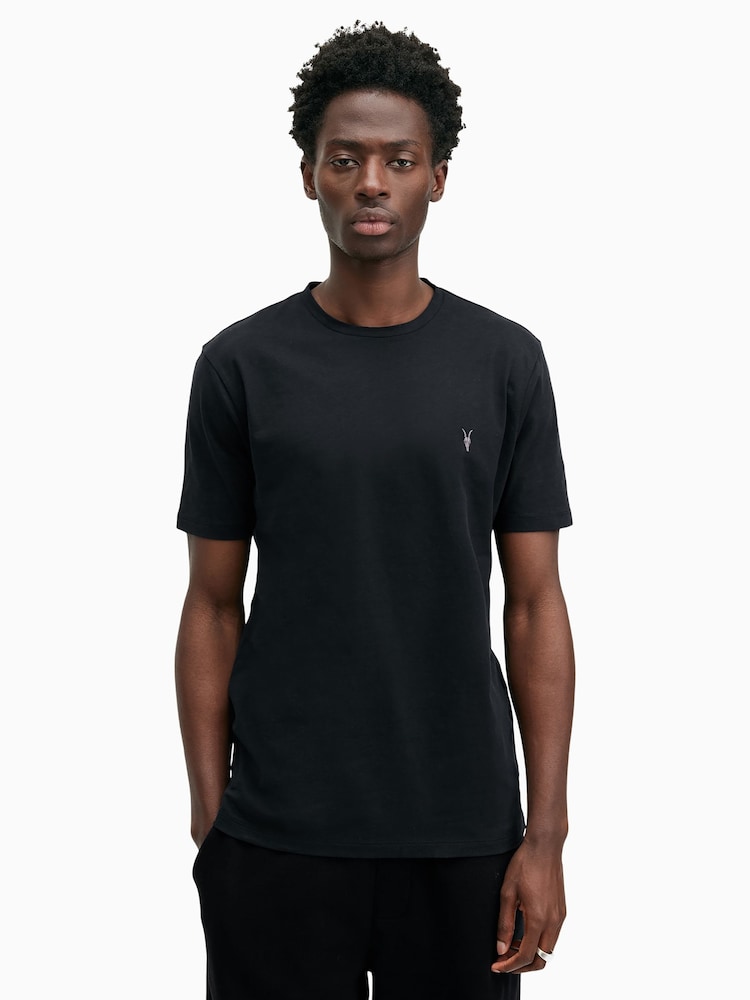 AllSaints Grey Brace Short Sleeve Crew T-Shirts 3 Pack - Image 2 of 8 AllSaints Grey Brace Short Sleeve Crew T-Shirts 3 Pack - Image 2 of 8