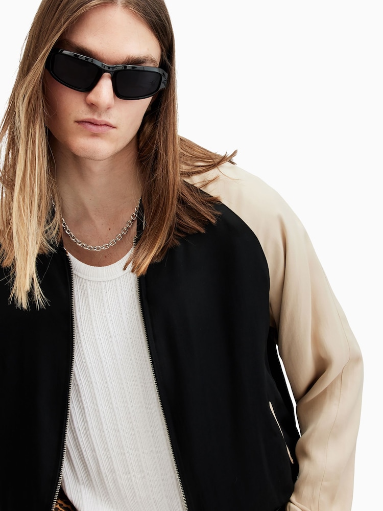 AllSaints Black Rev Tour Bomber Jacket - Image 2 of 6