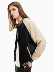 AllSaints Black Rev Tour Bomber Jacket - Image 4 of 6