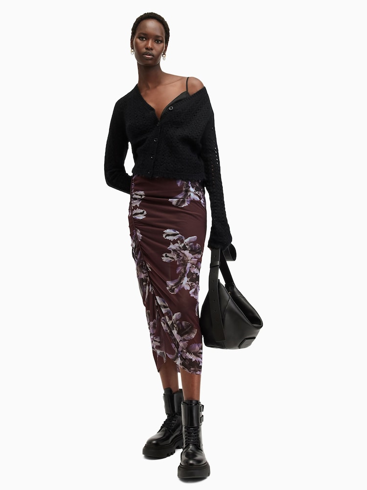 AllSaints Red Nora Skirt - Image 1 of 8
