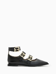 AllSaints Black Susan Buckle Shoes - Image 1 of 6