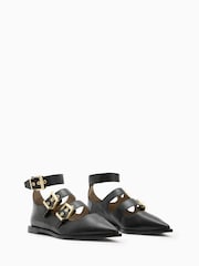 AllSaints Black Susan Buckle Shoes - Image 2 of 6