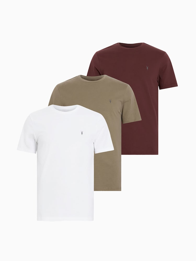 AllSaints Green Brace Short Sleeve Crew T-Shirts 3 Pack - Image 8 of 8