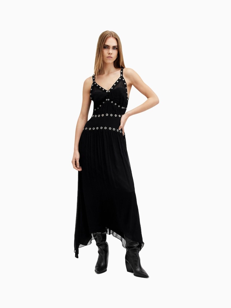 AllSaints Black Zita Dress - Image 1 of 7