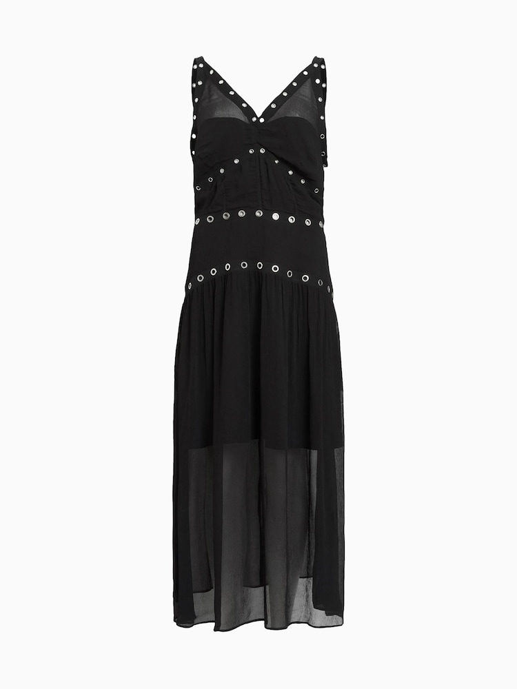 AllSaints Black Zita Dress - Image 7 of 7