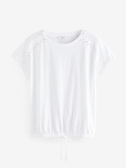 Blanc - T-shirt à manches courtes à ourlet 100% coton - Image 5 of 7