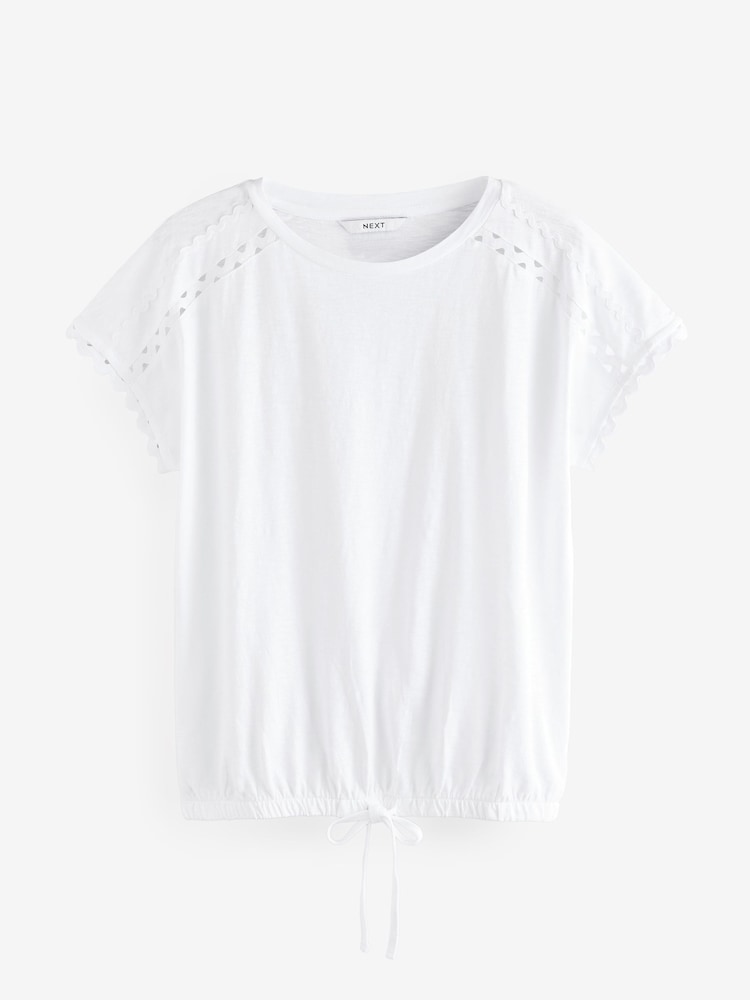 Blanc - T-shirt à manches courtes à ourlet 100% coton - Image 5 of 7