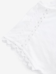 Blanc - T-shirt à manches courtes à ourlet 100% coton - Image 6 of 7