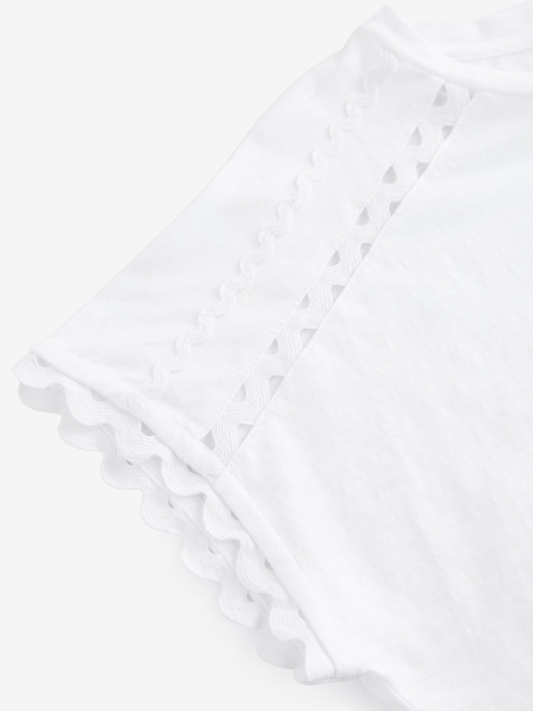 Blanc - T-shirt à manches courtes à ourlet 100% coton - Image 6 of 7