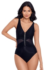 Miraclesuit Tummy Control Zip Fronted Vive Black Swimsuit - Image 3 of 4