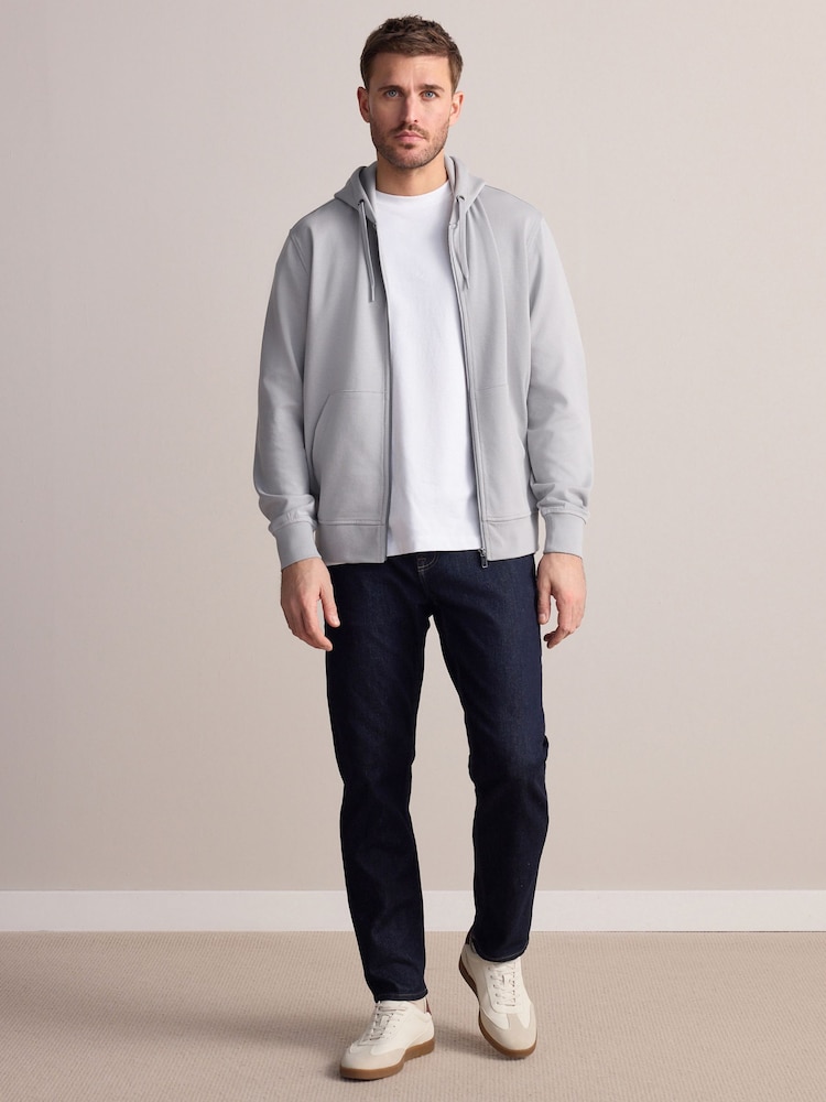 Ice Grey Signature Soft Touch Modal Zip Through Hoodie - Image 2 of 7