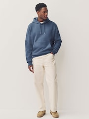 Stål Blå - Vanlig passform Rich Jersey Fabric Huvtröja - Bild 2 av 8