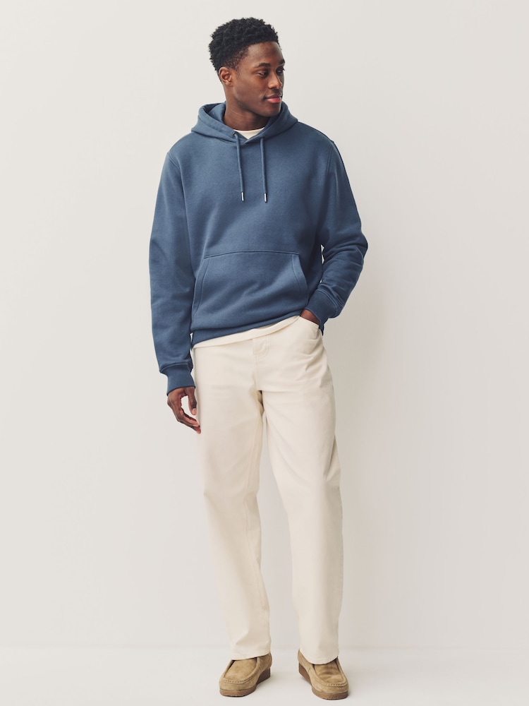 Stål Blå - Vanlig passform Rich Jersey Fabric Huvtröja - Bild 2 av 8