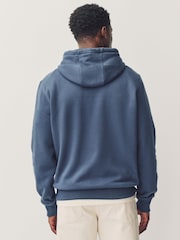 Stål Blå - Vanlig passform Rich Jersey Fabric Huvtröja - Bild 3 av 8