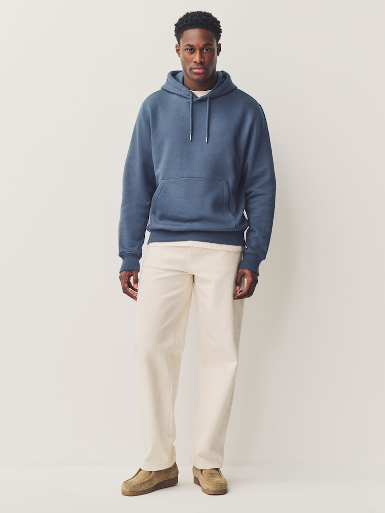 Steel Blue Regular Fit Rich Jersey Fabric Hoodie - Image 4 of 8