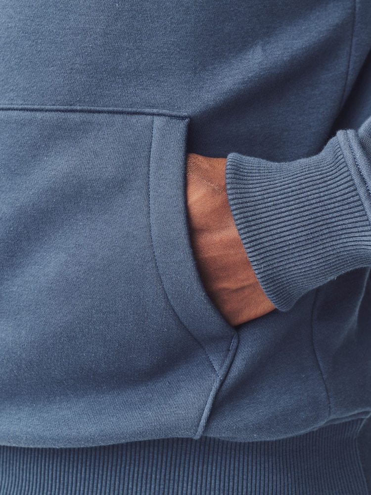 Steel Blue Regular Fit Rich Jersey Fabric Hoodie - Image 5 of 8